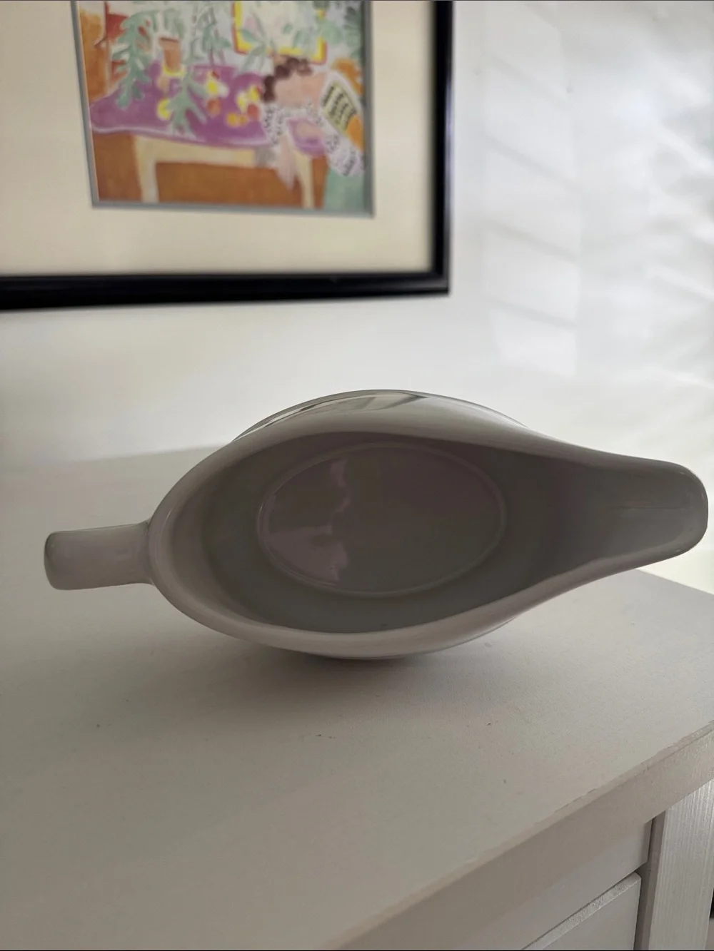 Le Creuset Cream Ceramic Gravy Boat with Handle
